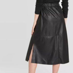 Black A-Line Faux- Leather Skirt from A New Day